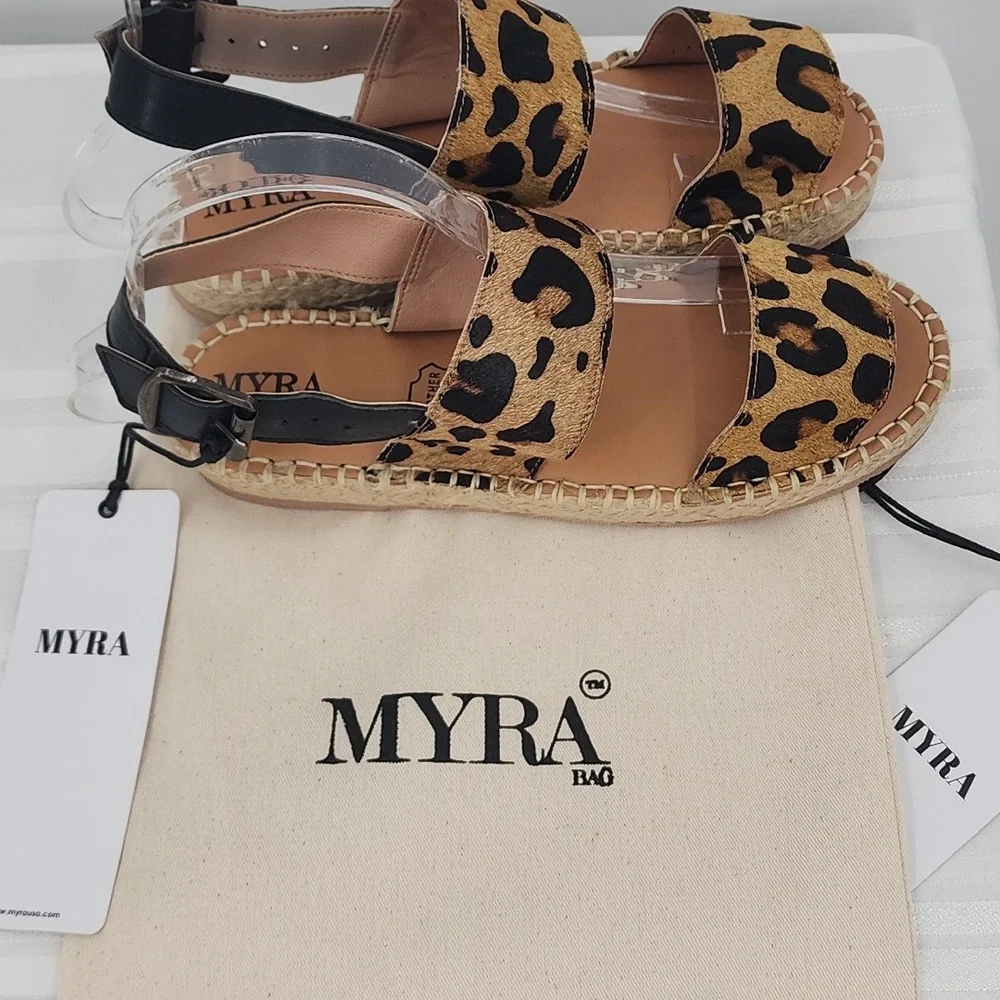 MYRA BAG‎ Isotope Espadrille Hair-On Leopard Print Western Sandals 8 & 9 NWT